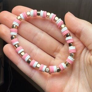 Pink clay bead bracelet